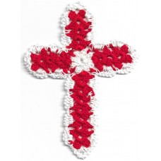 Crochet Cross, Medium - Red with White Border