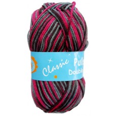 Classic Pullskein, Double Knitting - Black, Red(pink) and Grey
